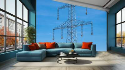 brand new high voltage pylon with preparation to stretch the cables Wall mural