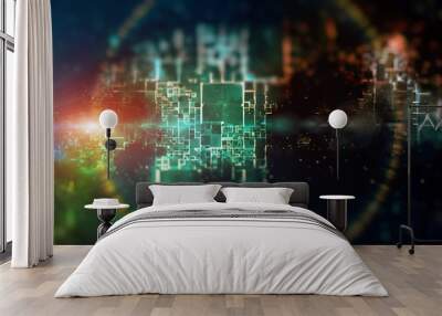 Futuristic Digital Data Technology Background Wall mural