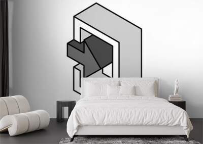 Enter isometric design icon. Vector web illustration. 3d colorful concept Wall mural