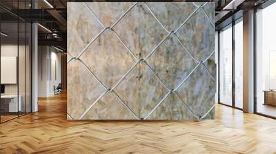 Metal mesh with large square cells close-up Wall mural