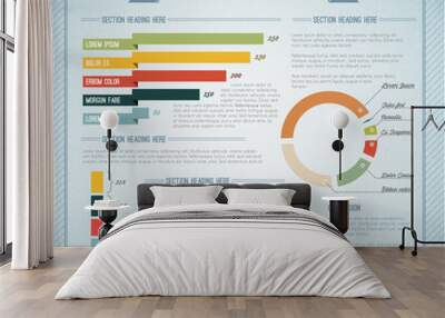 Blue Vector retro / vintage set of Infographic elements Wall mural