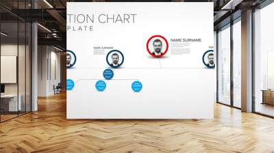 Minimalist 3D hierarchy chart schema with photos Wall mural