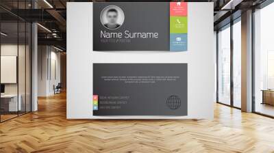 Modern dark business card template with flat user interface Wall mural