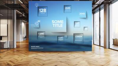 Multipurpose infographic made from square frames with background photo placeholder Wall mural