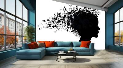 Music woman portrait silhouette Wall mural