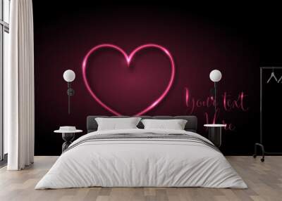 Neon heart love valentine card template Wall mural