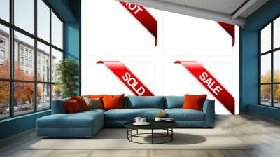 Set of red corner ribbons Wall mural