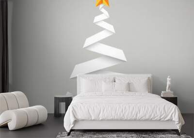 simple vector christmas tree made from white paper stripe Wall mural