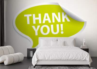 Thank you speech bubble as sticker / label Wall mural