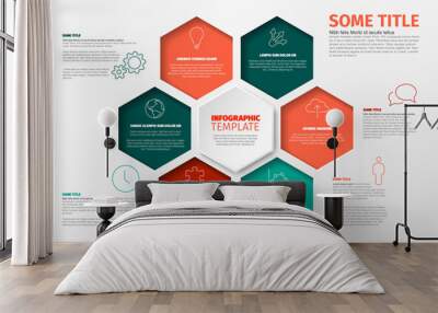 Vector Minimalist Infographic report template with hexagons Wall mural