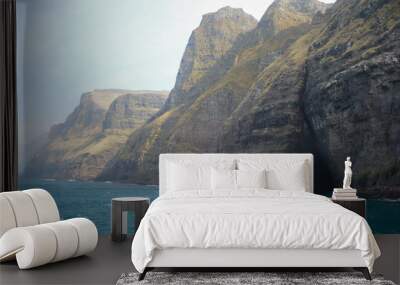 Amazing view in Faroe Islands (Denmark, Europe). Beautiful Panoramic Scene Of Nordic Islands Wall mural