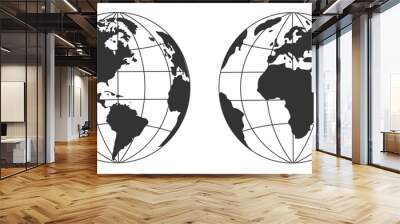 globe earth vector icon. World sphere map vector symbol design ilustration. Wall mural