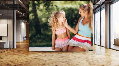 Mother and daughter at the beach Wall mural