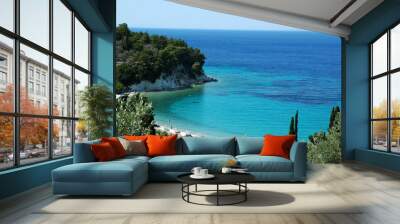 sea, island, samos, greece, mediterranean, blue, water, beach, vacation, nature Wall mural