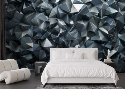 Abstract dark background with a geometric texture of black triangles for design and wallpaper Wall mural