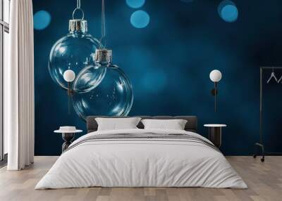 Glass Xmas Baubles - Shiny Transparent Spheres as Christmas Tree Ornaments: An Illustrated Celebration of Holiday Cheer and Reflection Wall mural