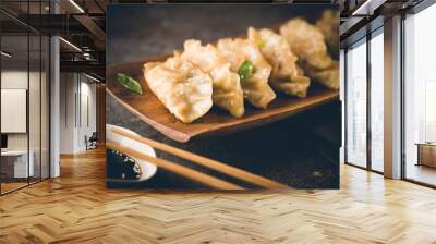 Asian dumplings with soy sauce Wall mural