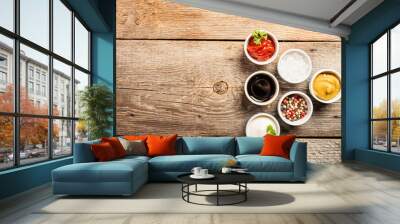 bowls of various dip sauces Wall mural