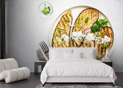 Grilled eggplant slices Wall mural