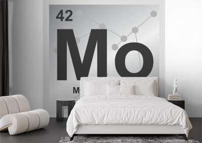 Vector symbol of Molybdenum from the Periodic Table of the elements on the background from connected molecules Wall mural