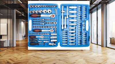 Socket wrench toolbox isolated on white background Wall mural