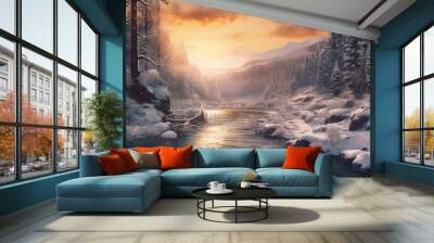 beautiful winter banner.  Wall mural