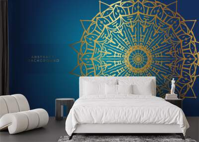 Blue luxury mandala background with golden arabesque pattern arabic islamic east style.decorative mandala for print, poster, cover, brochure, flyer, banner. Wall mural