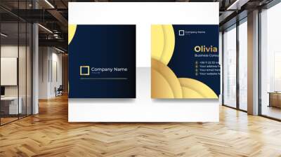 Elegant blue gold horizontal business card, Luxury blue and gold business design template card Wall mural