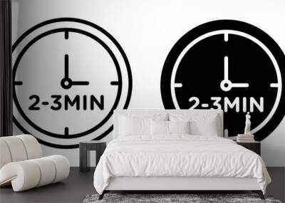 2 to 3 Minutes preparation outline icon collection or set. 2 to 3 Minutes time Thin vector line art Wall mural