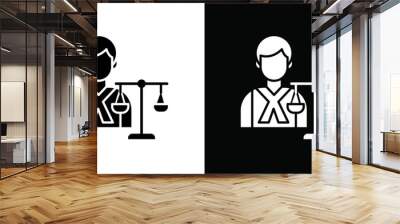 Attorney in law icon Vector flat thin line illustration Wall mural