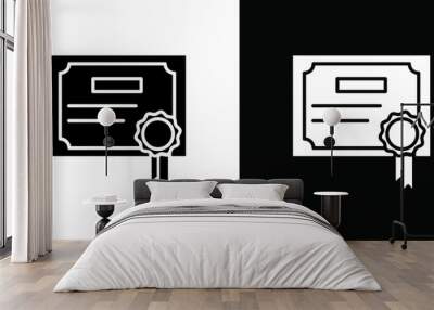 Certificate icon Vector flat thin line illustration Wall mural