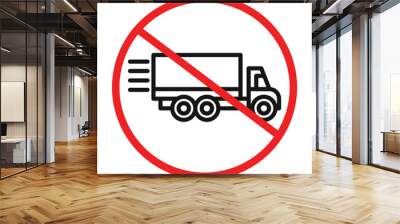 forbidden fast truck icon Black line art vector logo Wall mural