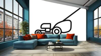 Lawn mower icon Black line art vector Wall mural