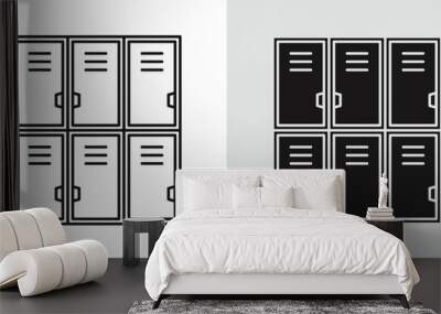 Locker icon Black line art vector logo set Wall mural