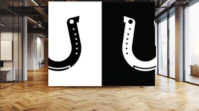 lucky horseshoe icon Vector flat thin line illustration Wall mural