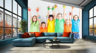 Group of multiracial funny children Wall mural