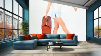 Happy beautiful woman traveling Wall mural