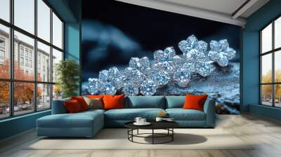 A stunning cluster of diamonds forms beautiful celestial map, showcasing intricate floral designs that sparkle against dark background. brilliance of each diamond captures essence of elegance and luxu Wall mural