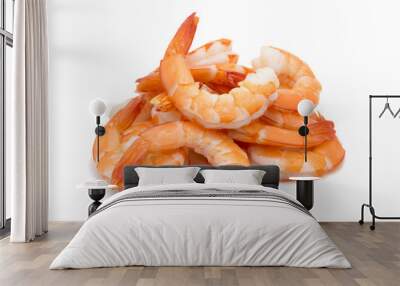 Shrimps isolated on white background concept Wall mural