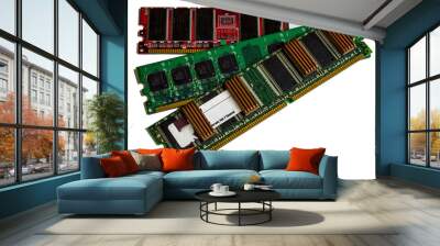 Some modules DDR RAM memory computer on white background Wall mural