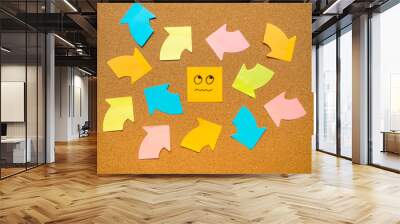 cork board and post it arrange in an abstract concept model Wall mural