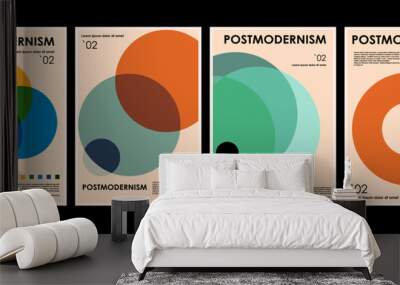 Artworks, posters inspired postmodern of vector abstract dynamic symbols with bold geometric shapes, useful for web background, poster art design, magazine front page, hi-tech print, cover artwork. Wall mural