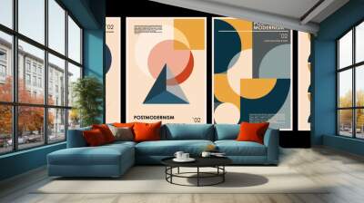 Artworks, posters inspired postmodern of vector abstract dynamic symbols with bold geometric shapes, useful for web background, poster art design, magazine front page, hi-tech print, cover artwork. Wall mural