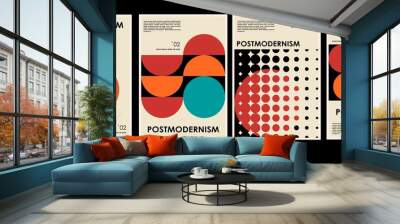 Artworks, posters inspired postmodern of vector abstract dynamic symbols with bold geometric shapes, useful for web background, poster art design, magazine front page, hi-tech print, cover artwork. Wall mural