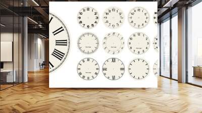 Big set of vector clock faces, watch dials in different styles for watch clock design Wall mural