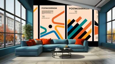 Dynamic artworks, posters inspired postmodern of vector abstract dynamic symbols with bold geometric shapes, useful for web background, poster art design, magazine front page, hi-tech print, cover . Wall mural