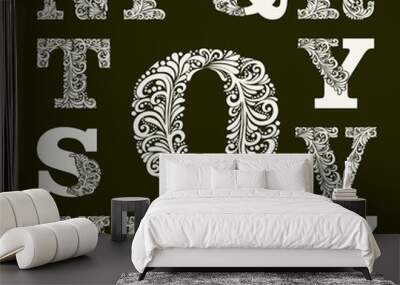 elegant capital letters set 2 in the style of the baroque. to use monograms, logos, emblems and init Wall mural