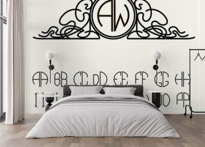 Set  template letters to create monograms of two letters  Wall mural