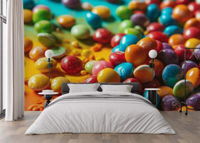 Colorful sweets against a bright background, posterart Wall mural