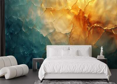 Aquamarine and Amber Water Fractal Wallpaper Wall mural